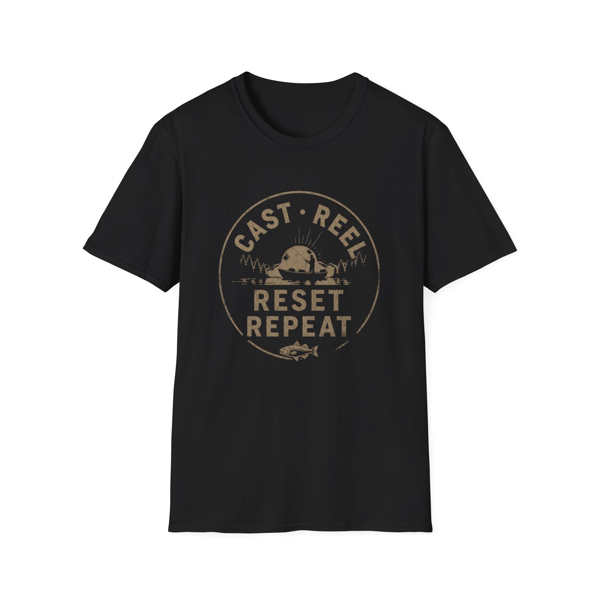 "Cast · Reel · Reset · Repeat" Fishing T-shirt