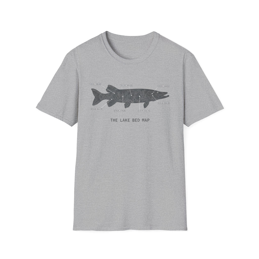 Musky "The Lake Bed Map" Fishing T-Shirt