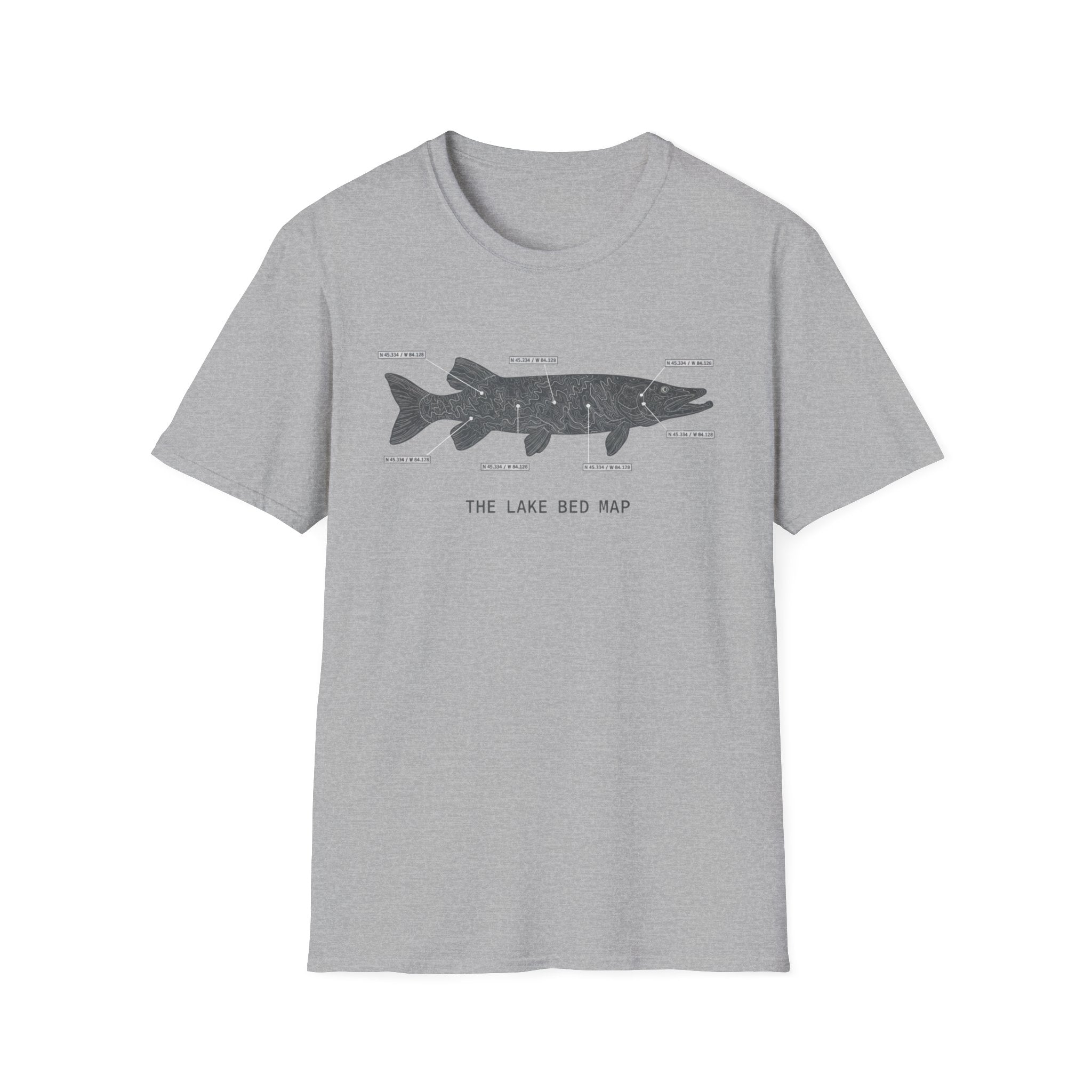 Musky "The Lake Bed Map" Fishing T-Shirt