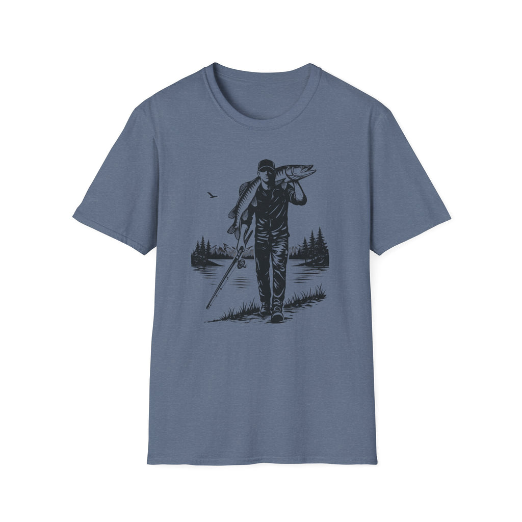 Angler Carrying Big Musky Outdoor Tee T-shirt