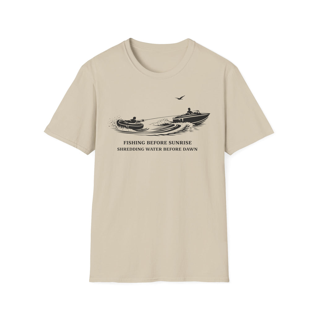 "Fishing Before Sunrise, Shielding Water Before Dawn" T-shirt