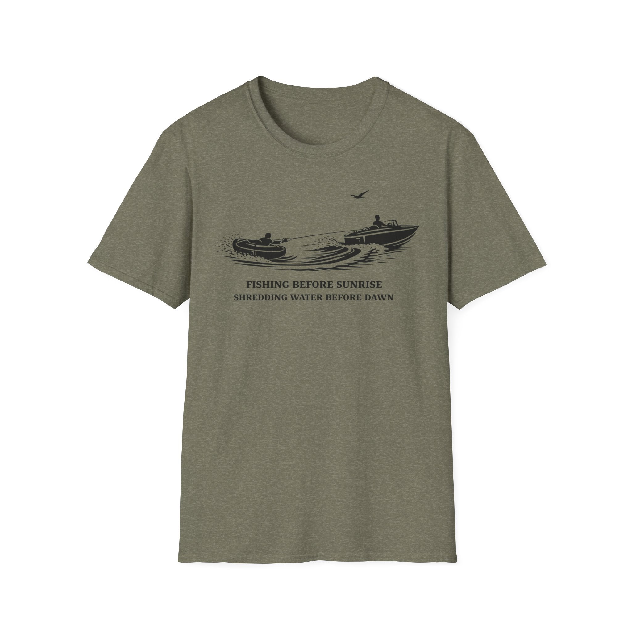 "Fishing Before Sunrise, Shielding Water Before Dawn" T-shirt