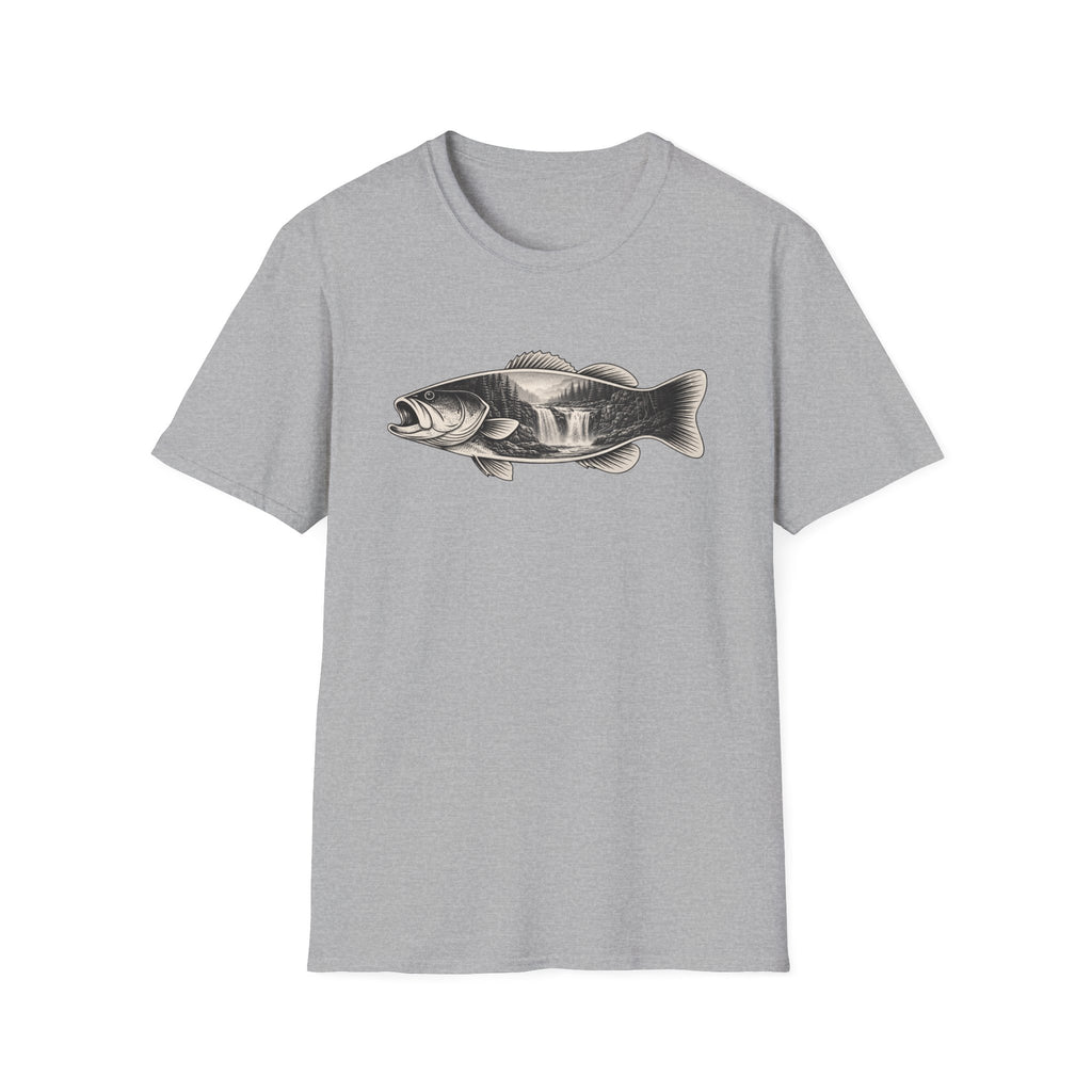 Bass Fish, waterfalls Graphic T-Shirt