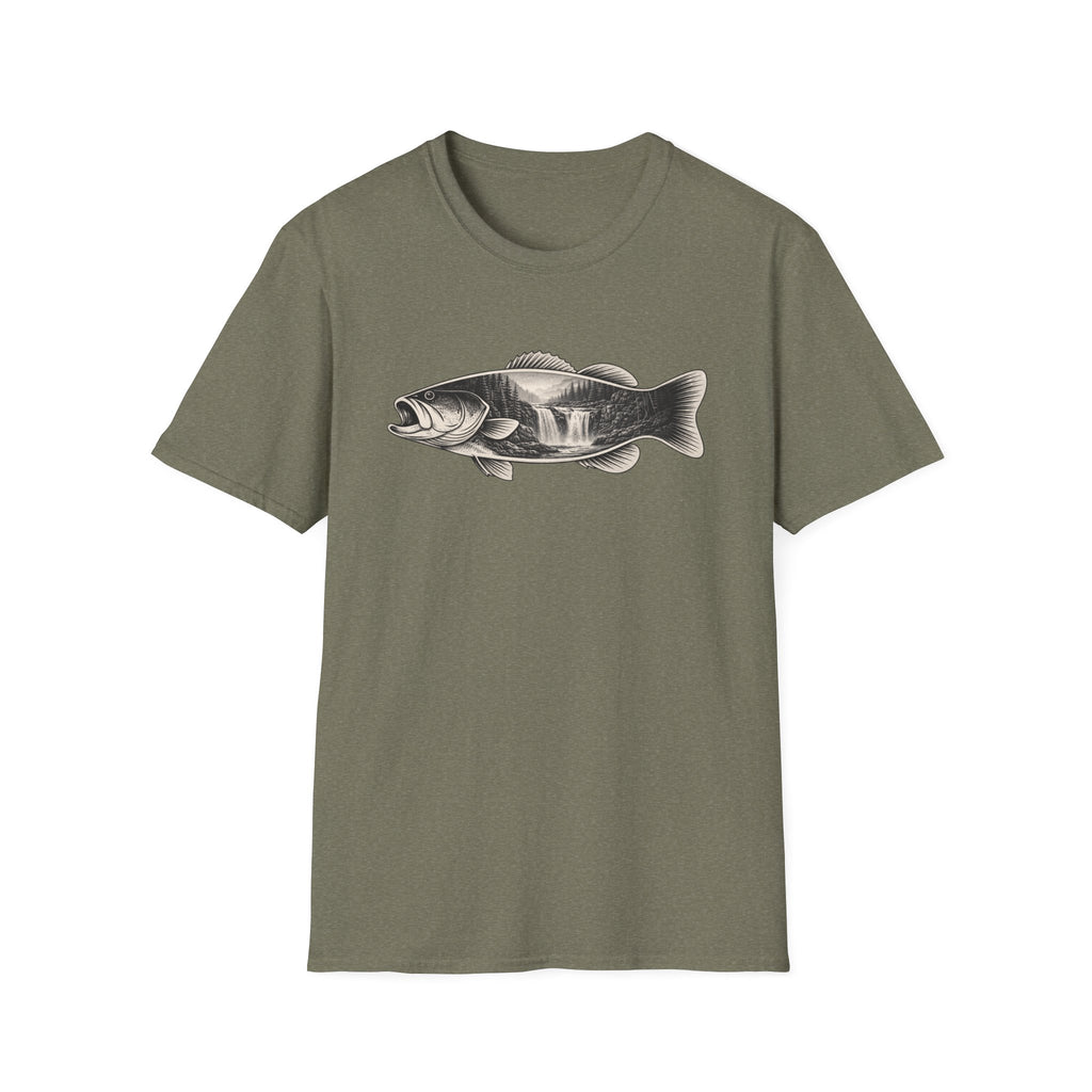 Bass Fish, waterfalls Graphic T-Shirt