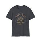 "Cast · Reel · Reset · Repeat" Fishing T-shirt