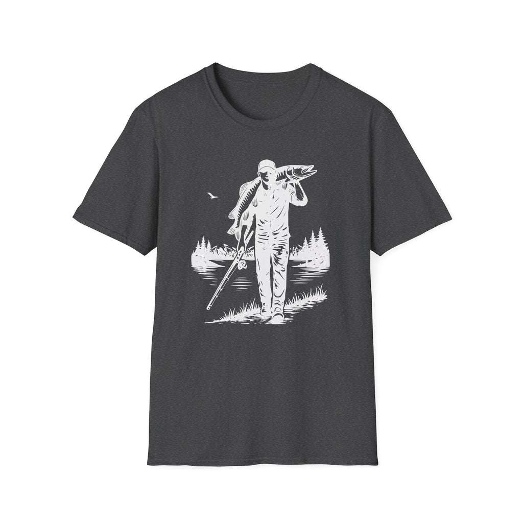 Angler Carrying Big Musky Outdoor Tee T-shirt