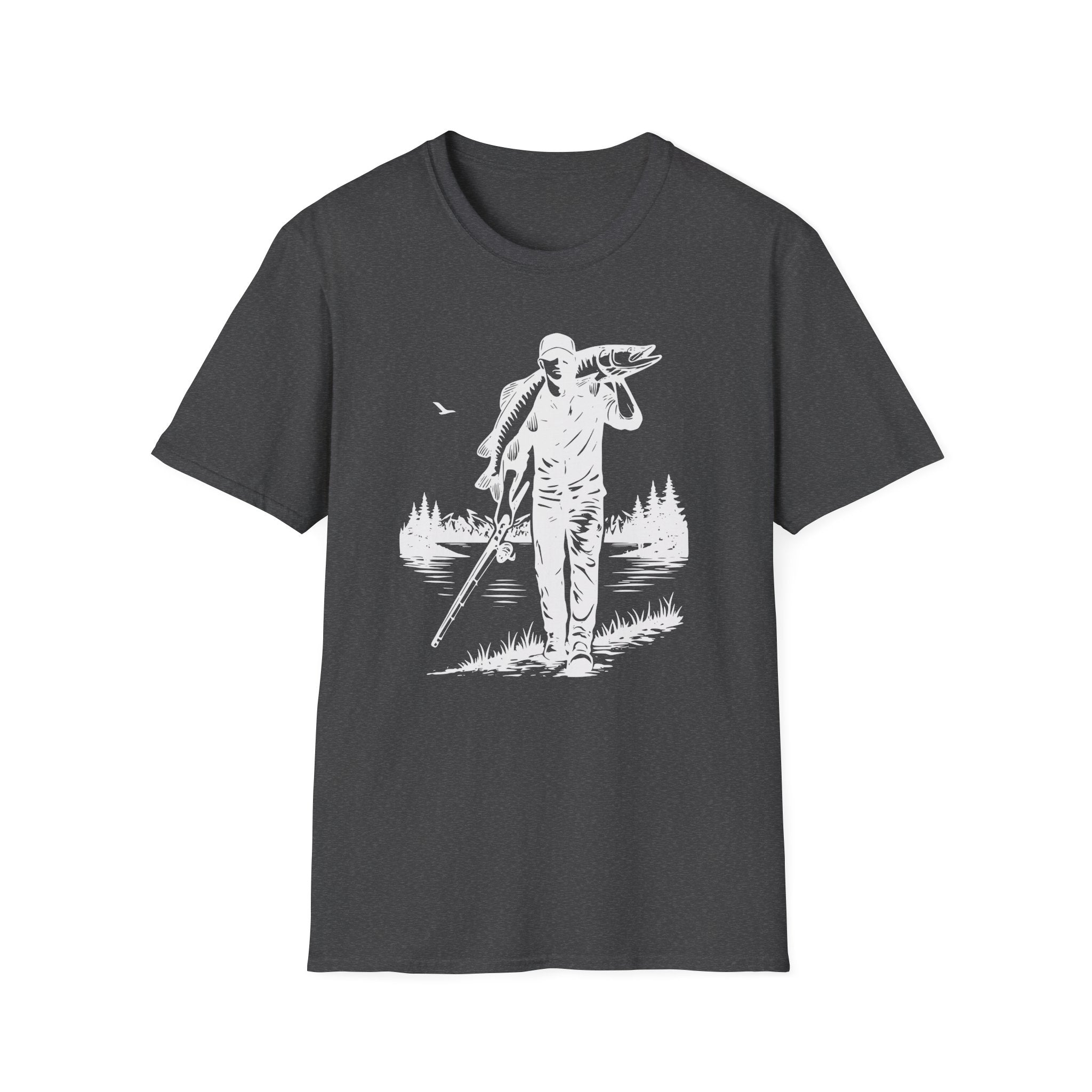Angler Carrying Big Musky Outdoor Tee T-shirt