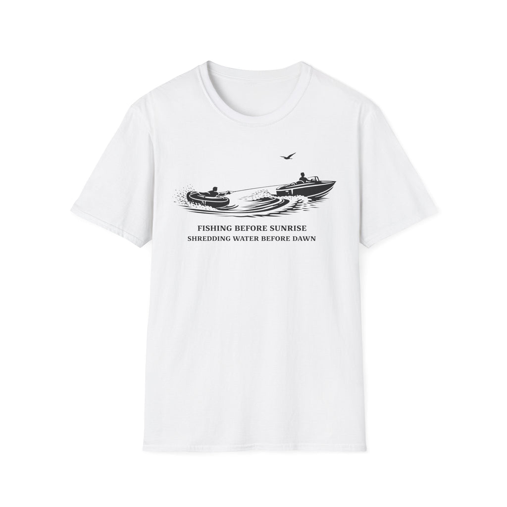 "Fishing Before Sunrise, Shielding Water Before Dawn" T-shirt