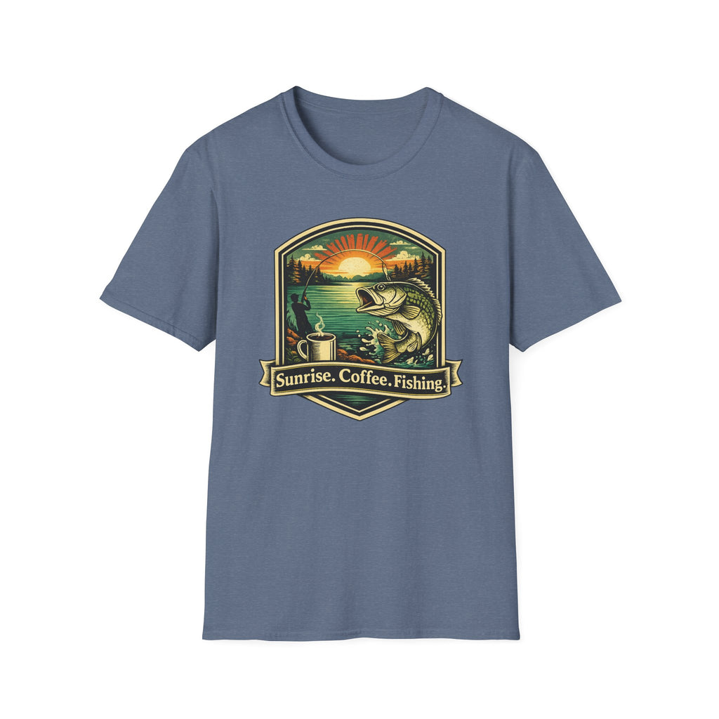 Sunrise, Coffee, Fishing, T-Shirt