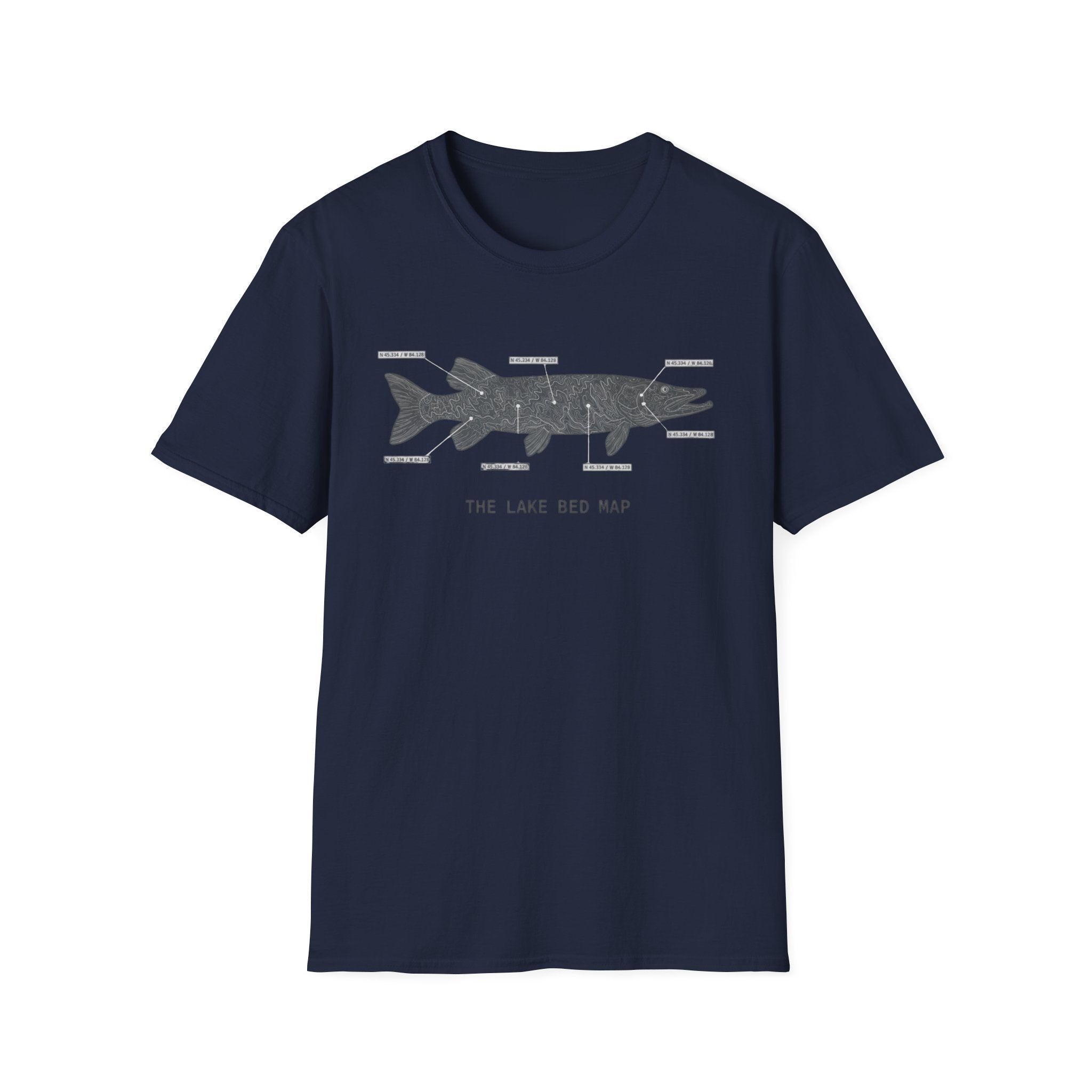 Musky "The Lake Bed Map" Fishing T-Shirt