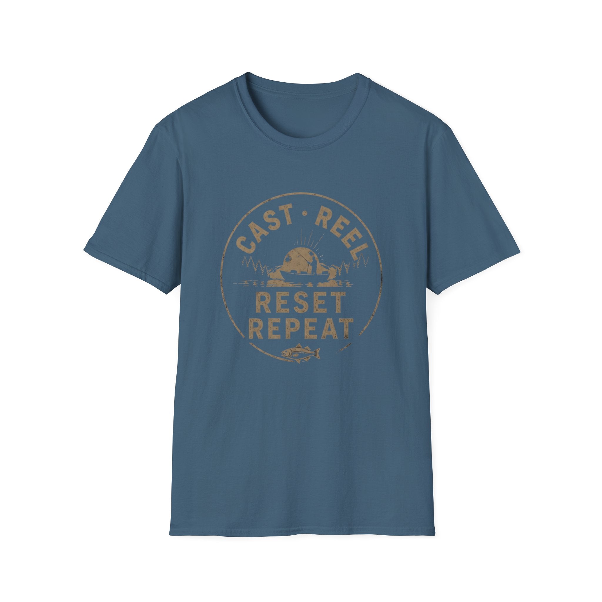 "Cast · Reel · Reset · Repeat" Fishing T-shirt