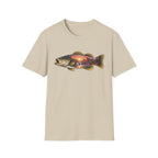 Bass Silhouette with Mountain Lake Scene T-shirt