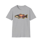 Bass Silhouette with Mountain Lake Scene T-shirt