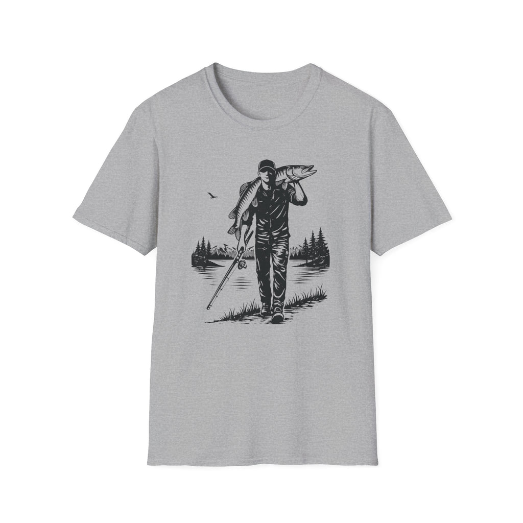 Angler Carrying Big Musky Outdoor Tee T-shirt