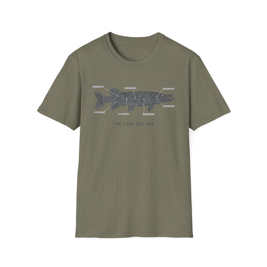 Musky "The Lake Bed Map" Fishing T-Shirt