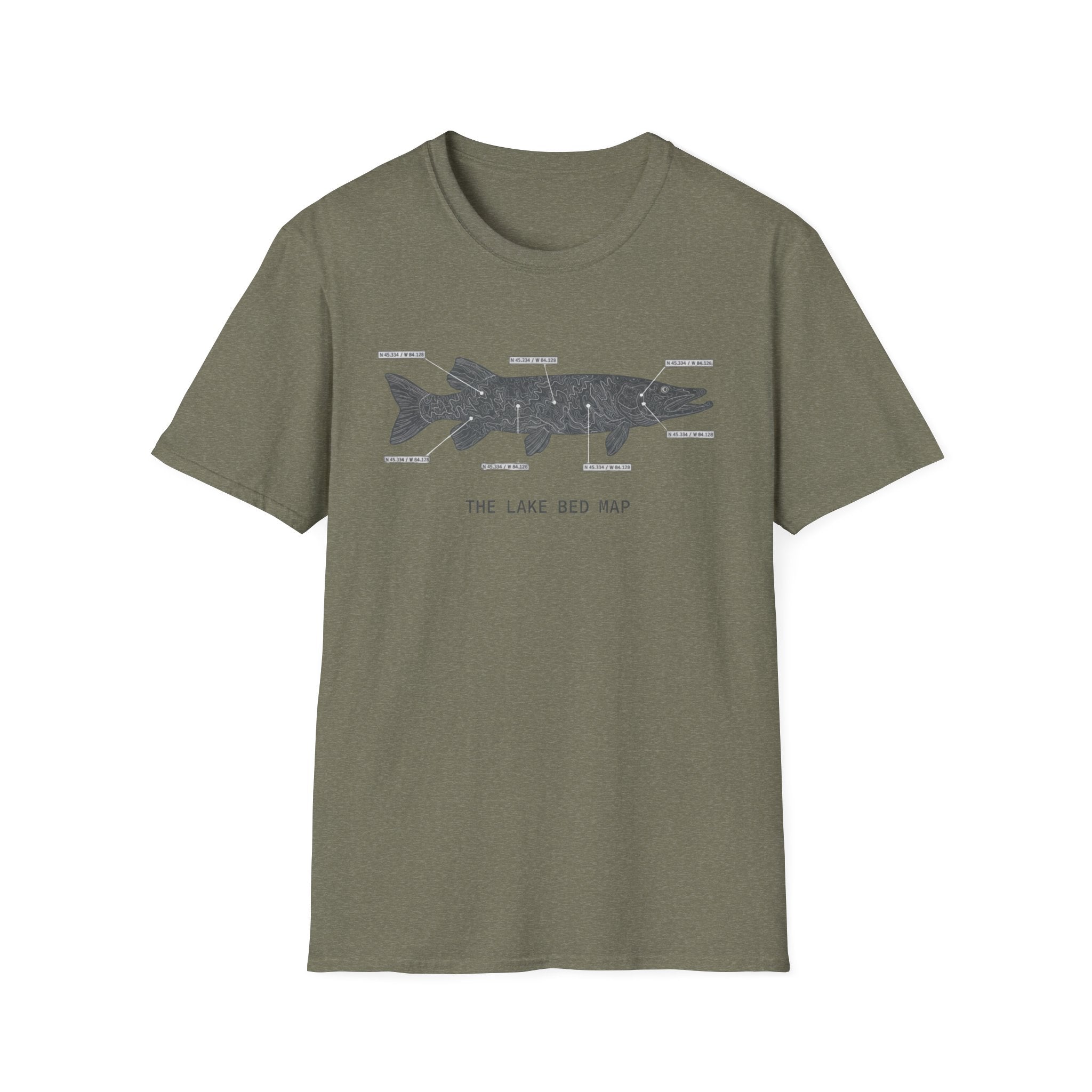 Musky "The Lake Bed Map" Fishing T-Shirt