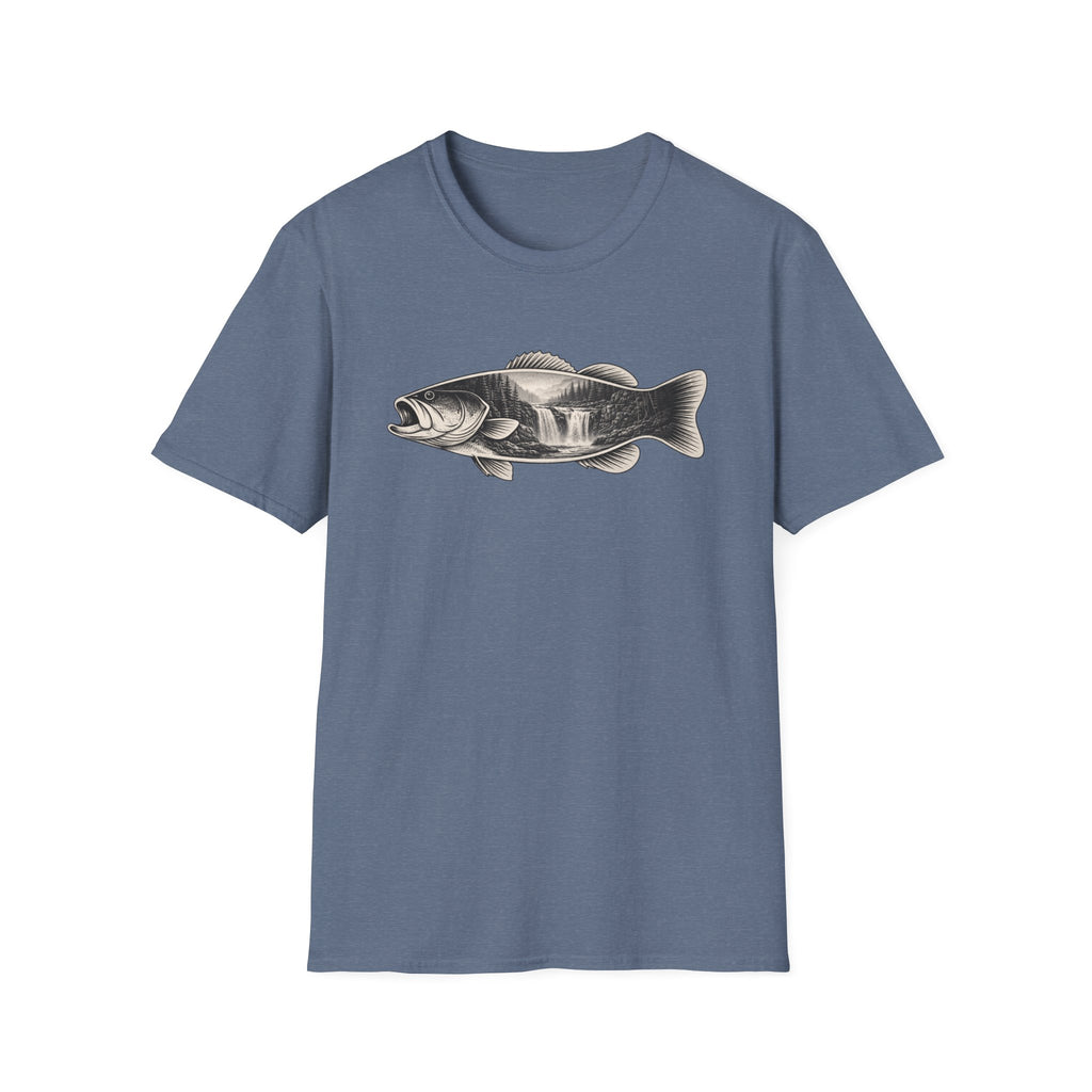 Bass Fish, waterfalls Graphic T-Shirt