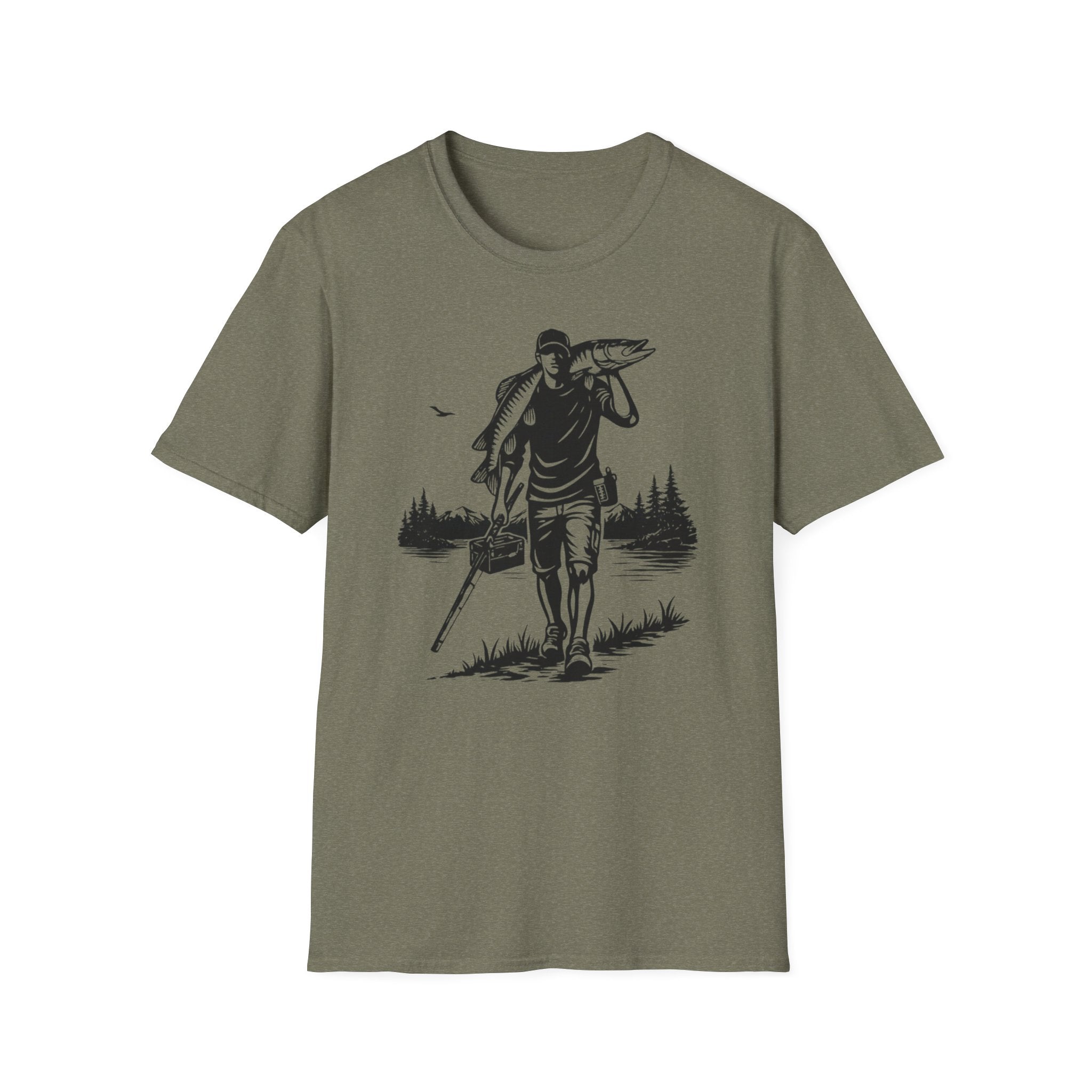 Angler caring Musky Silhouette Design T-shirt