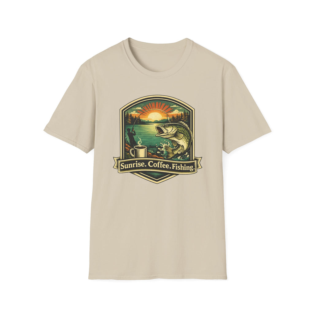 Sunrise, Coffee, Fishing, T-Shirt