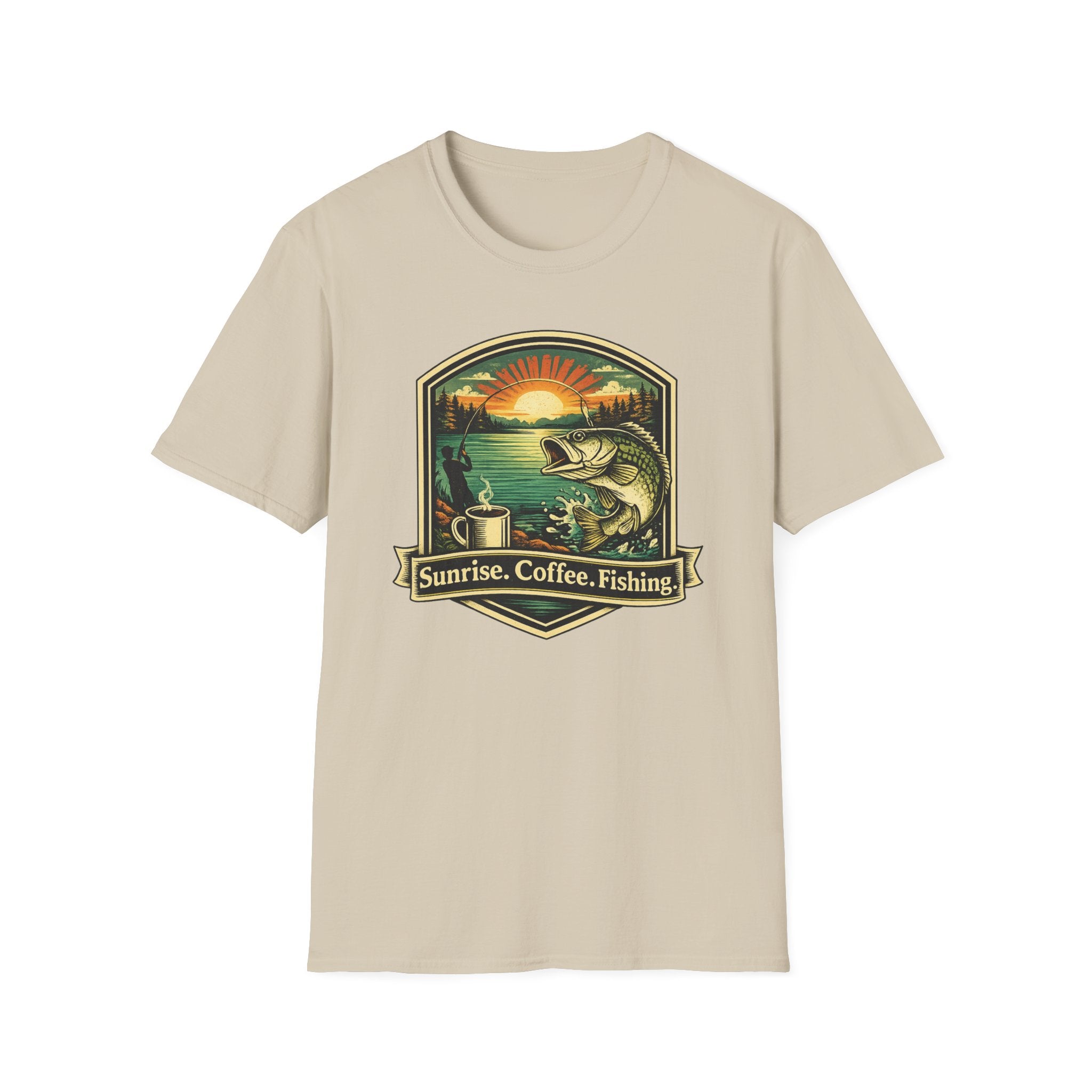 Sunrise, Coffee, Fishing, T-Shirt