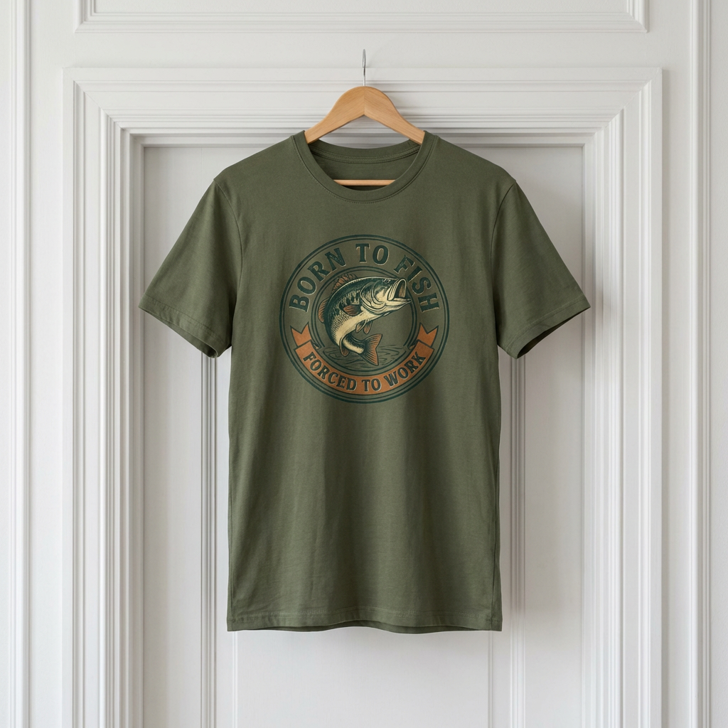 "Born to Fish, Forced to Work," Fishing T-Shirt