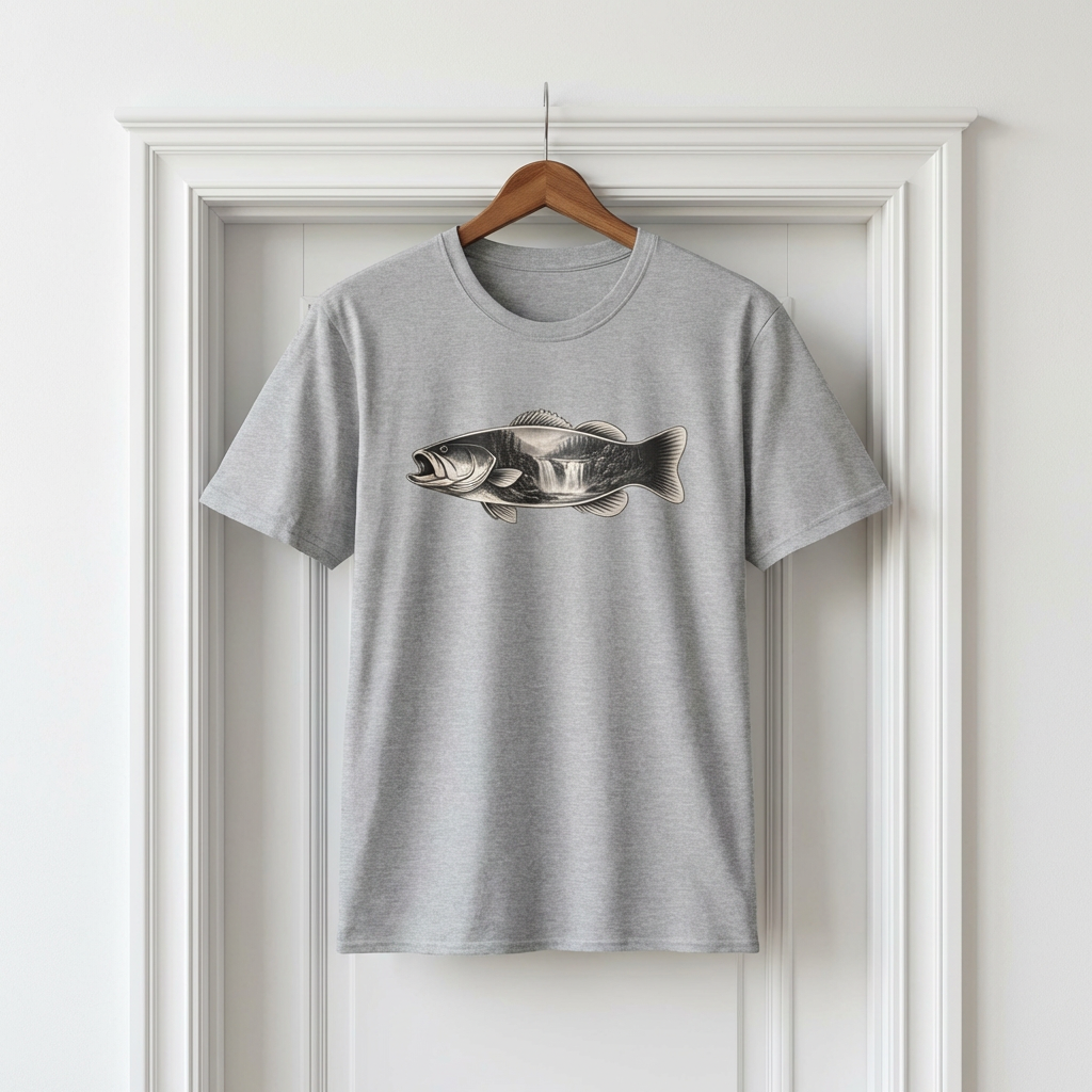 Bass Fish, waterfalls Graphic T-Shirt