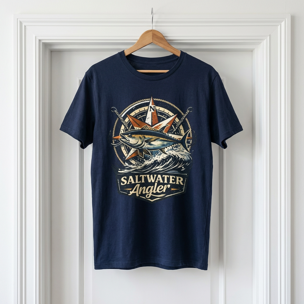 Saltwater Angler badge T-Shirt