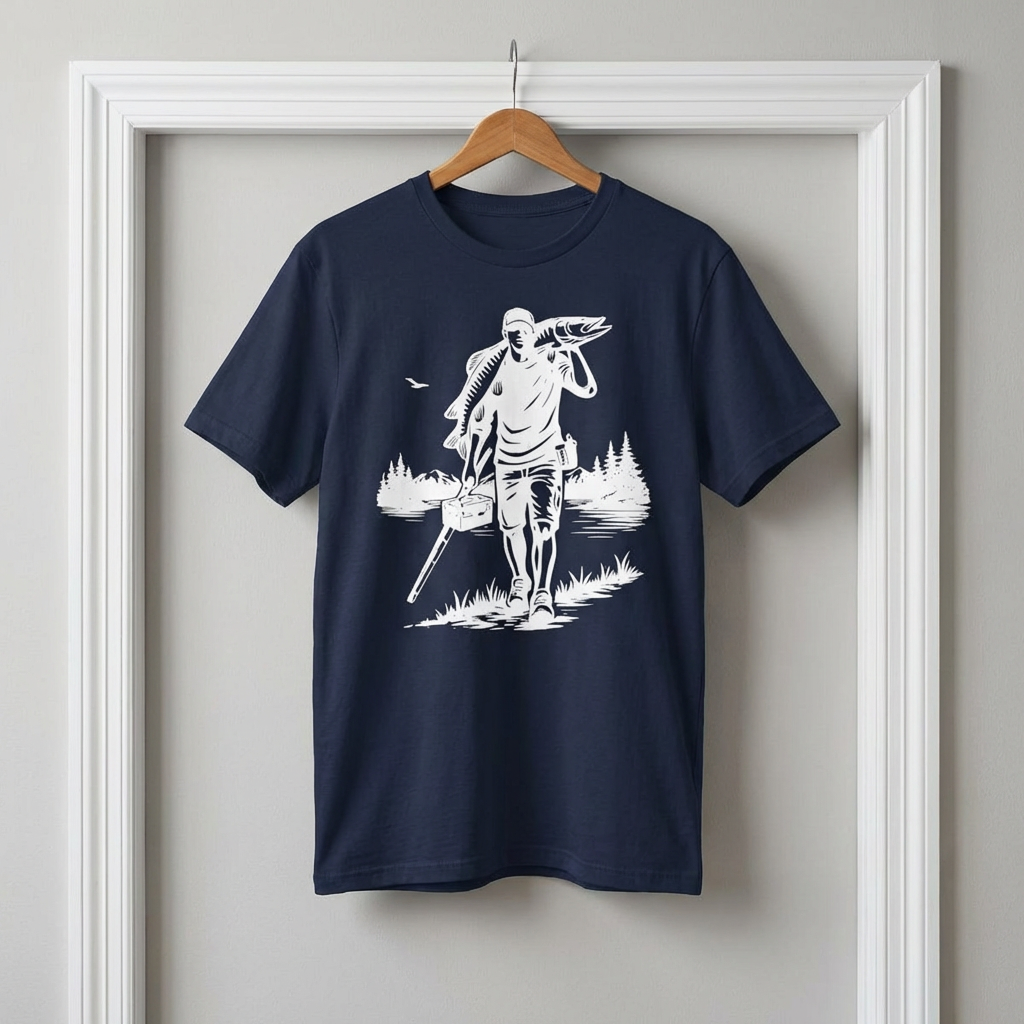 Angler caring Musky Silhouette Design T-shirt