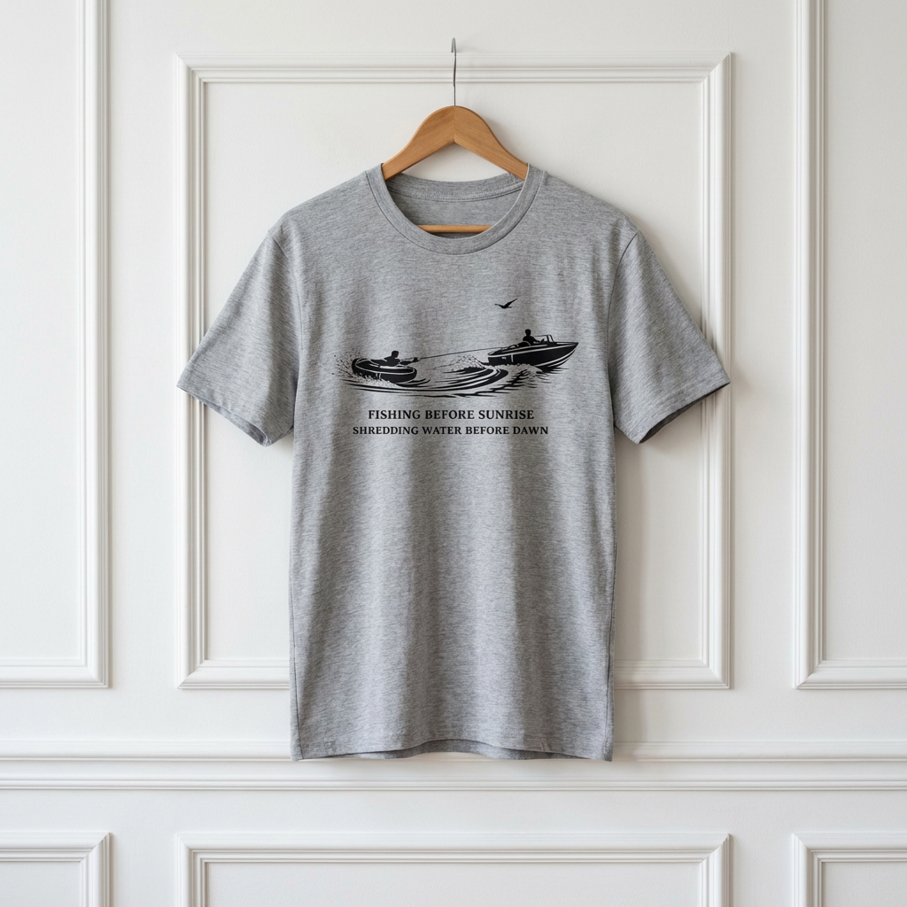 "Fishing Before Sunrise, Shielding Water Before Dawn" T-shirt