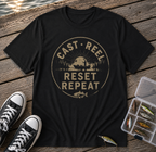 "Cast · Reel · Reset · Repeat" Fishing T-shirt