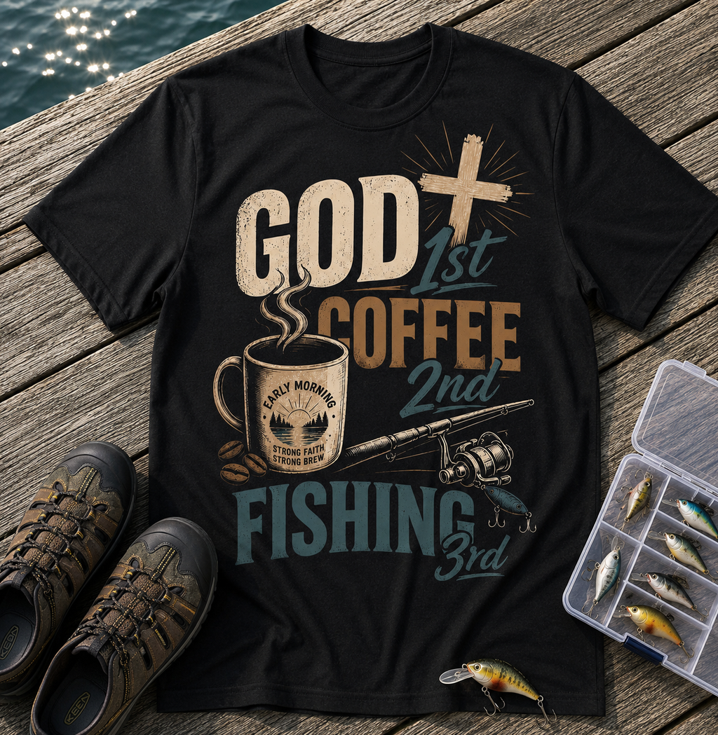 God 1st Coffee 2nd Fishing 3rd T-Shirt