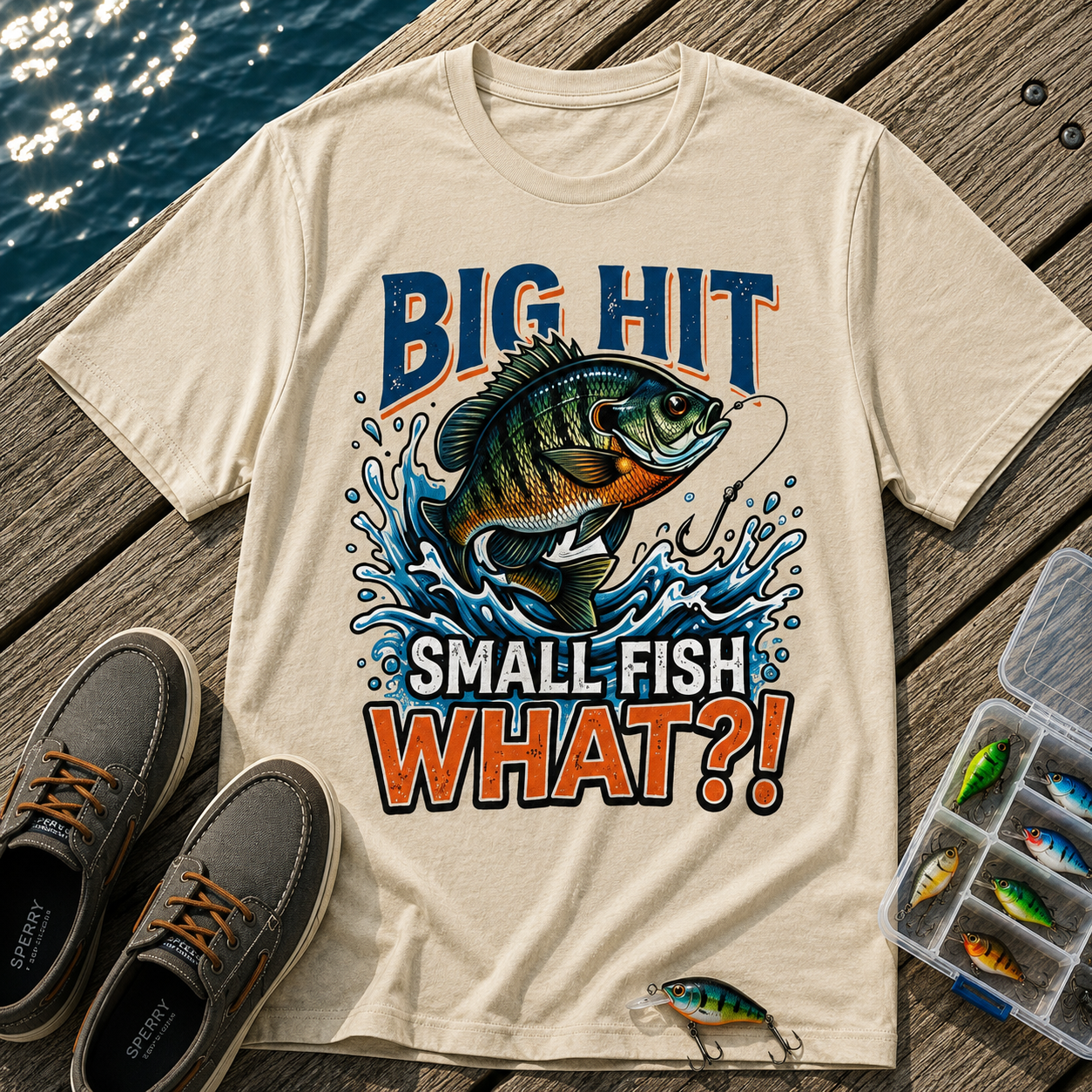 "Big Hit Small Fish What?!" Blue Gill T-Shirt