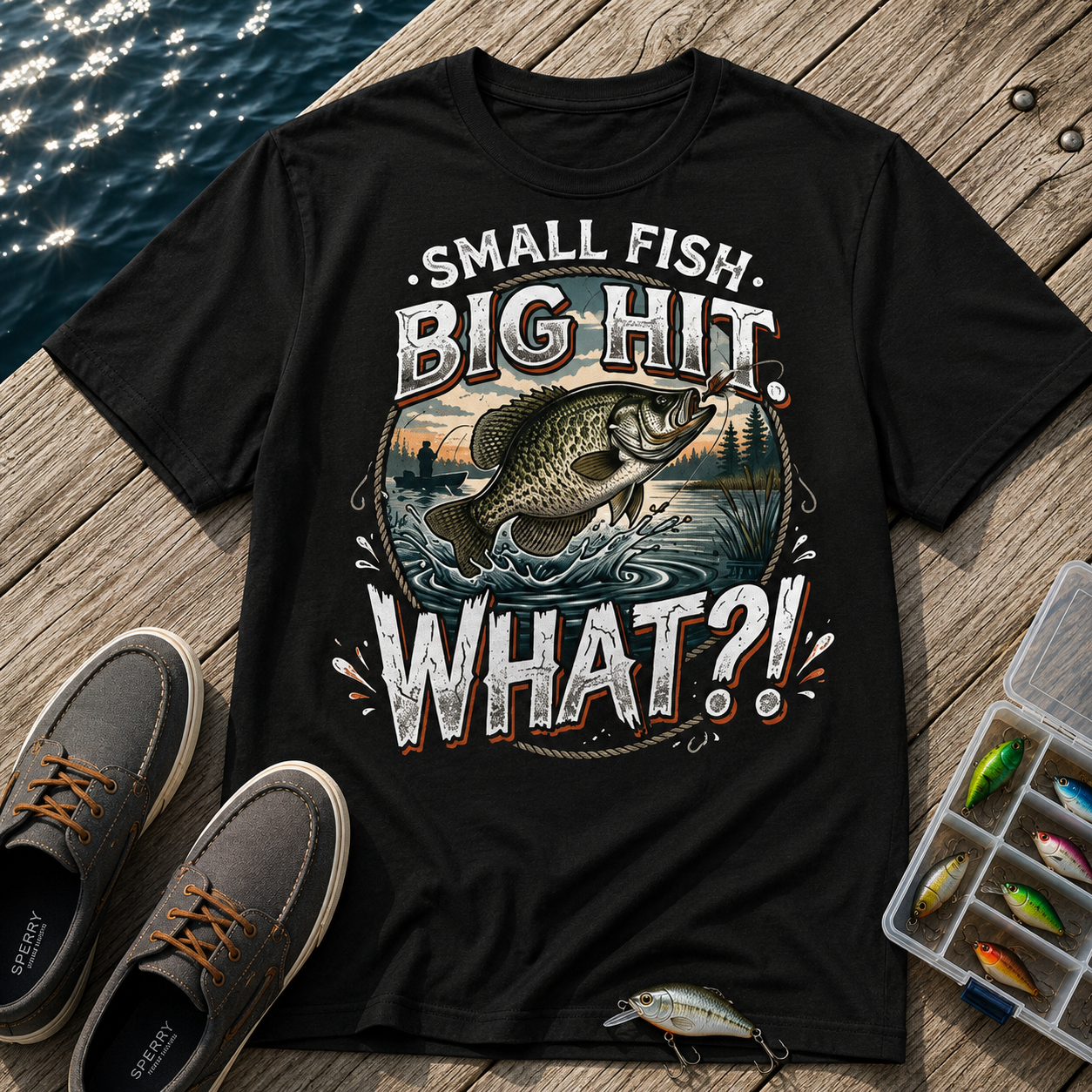 “Small Fish, Big Hit What?!” Fishing T-Shirt