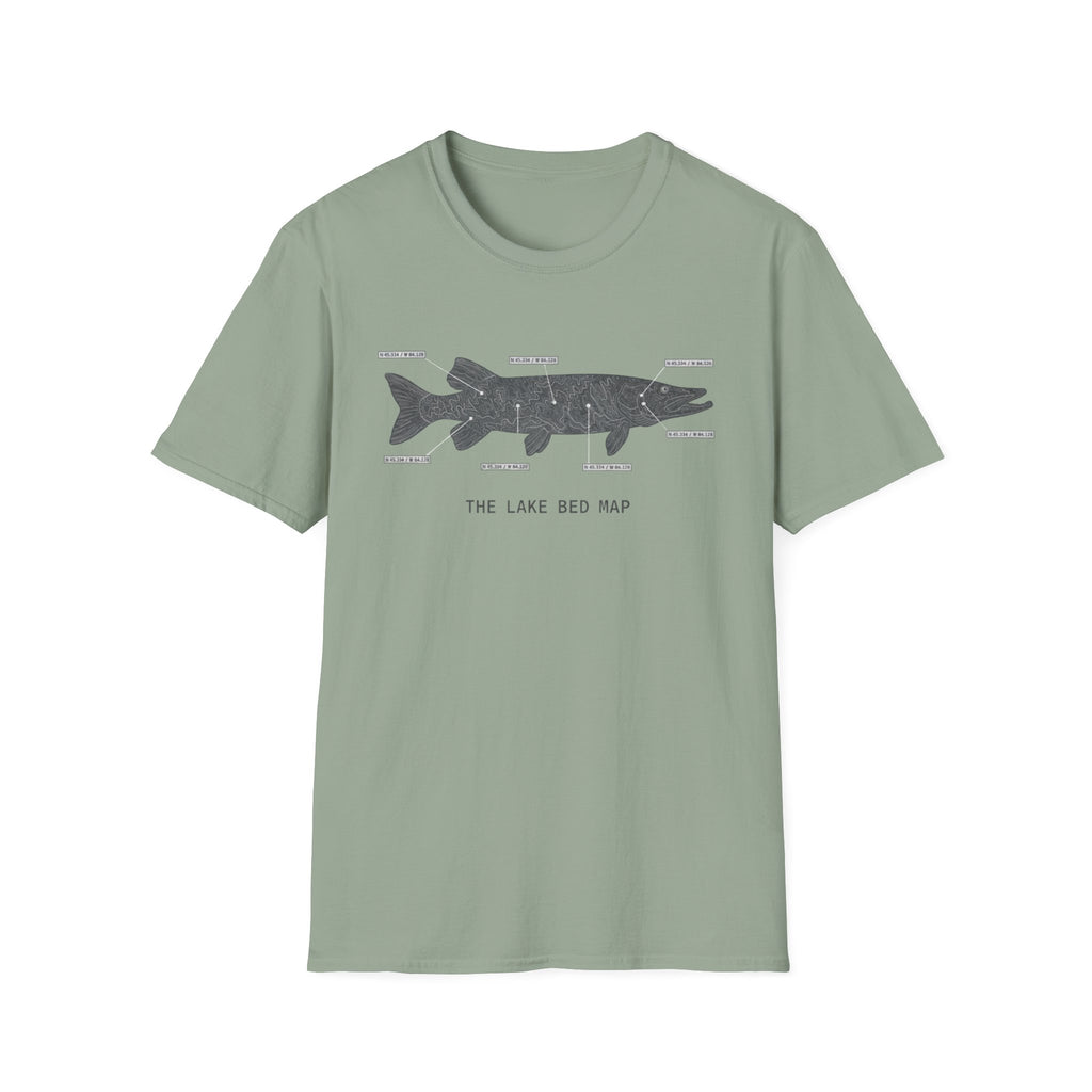 Musky "The Lake Bed Map" Fishing T-Shirt