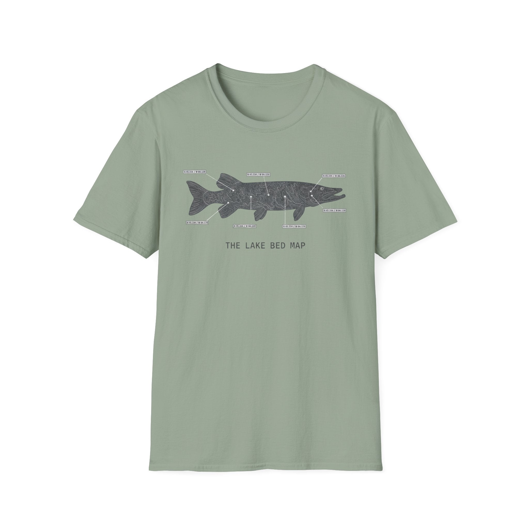 Musky "The Lake Bed Map" Fishing T-Shirt