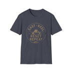 "Cast · Reel · Reset · Repeat" Fishing T-shirt