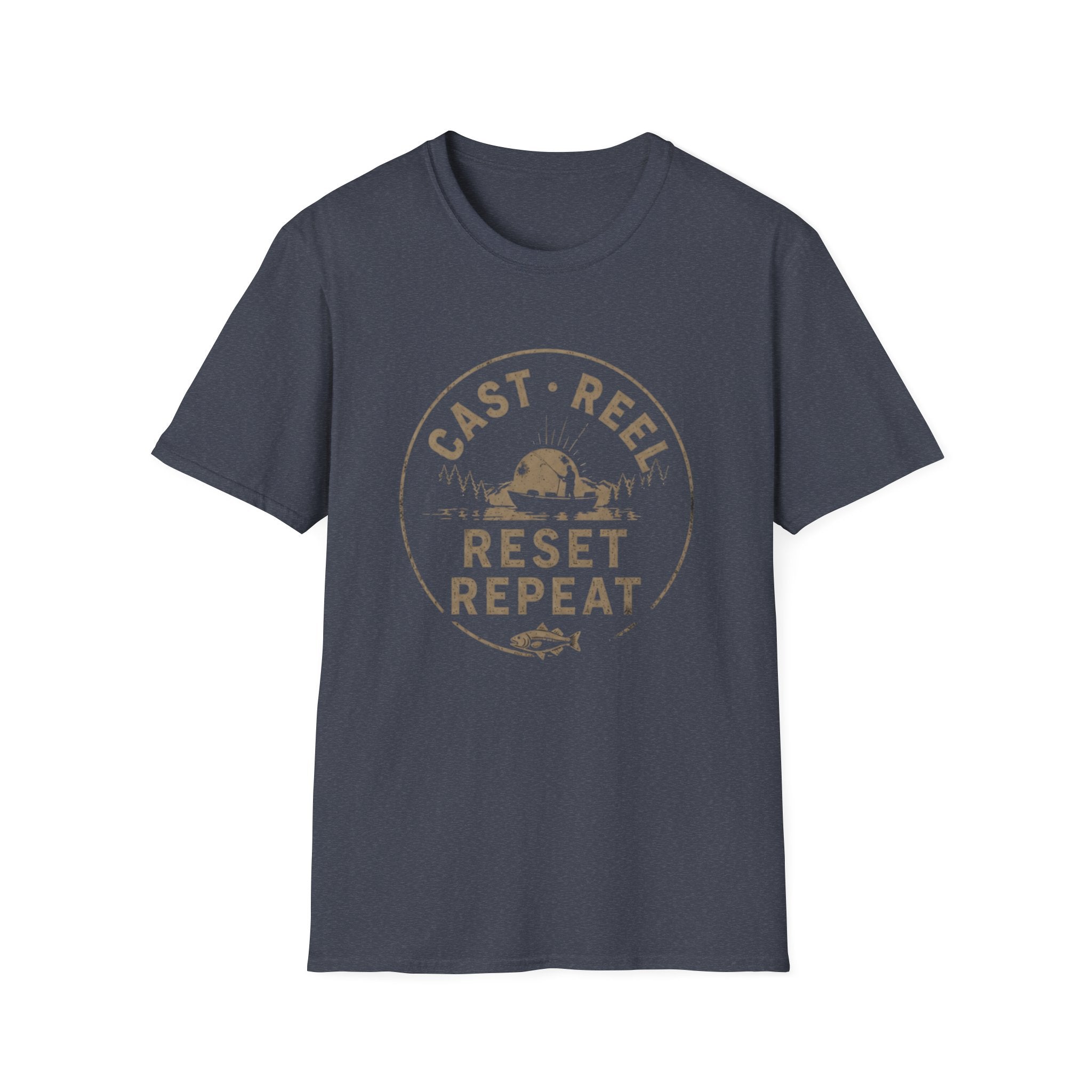 "Cast · Reel · Reset · Repeat" Fishing T-shirt