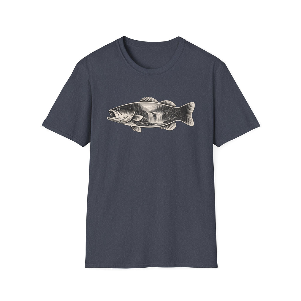 Bass Fish, waterfalls Graphic T-Shirt