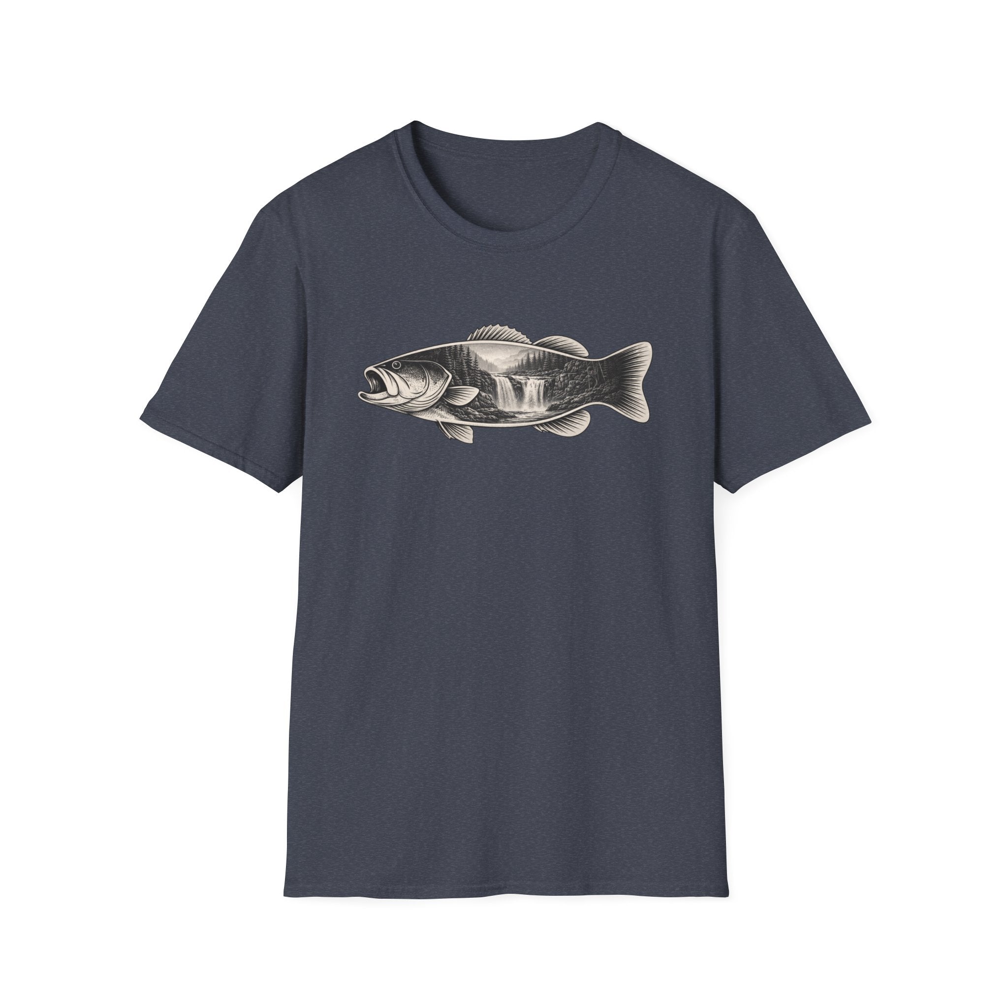 Bass Fish, waterfalls Graphic T-Shirt
