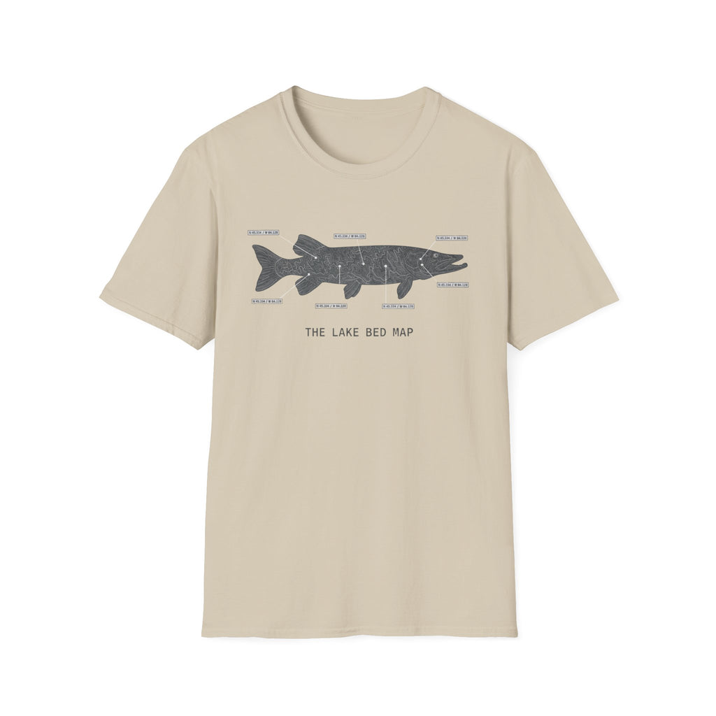 Musky "The Lake Bed Map" Fishing T-Shirt