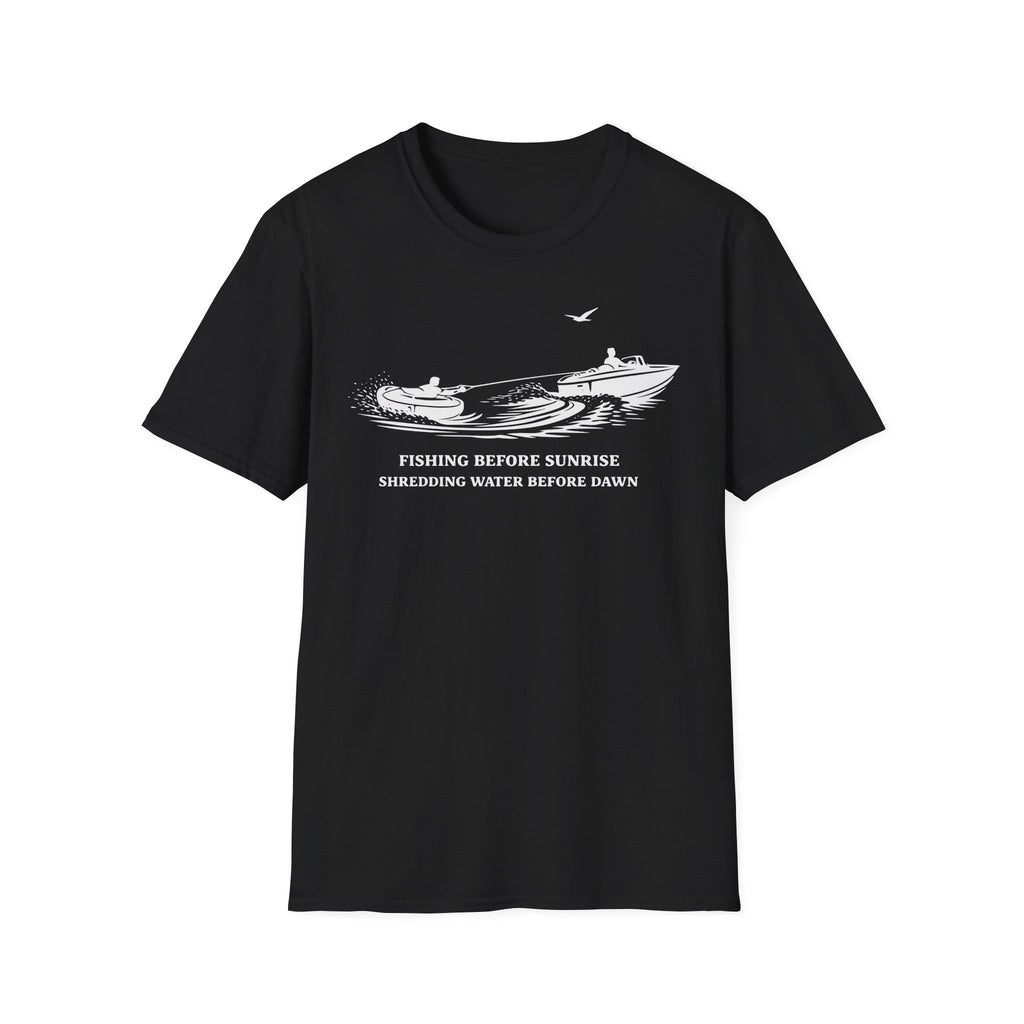 "Fishing Before Sunrise, Shielding Water Before Dawn" T-shirt