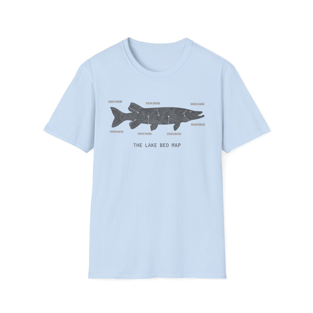 Musky "The Lake Bed Map" Fishing T-Shirt