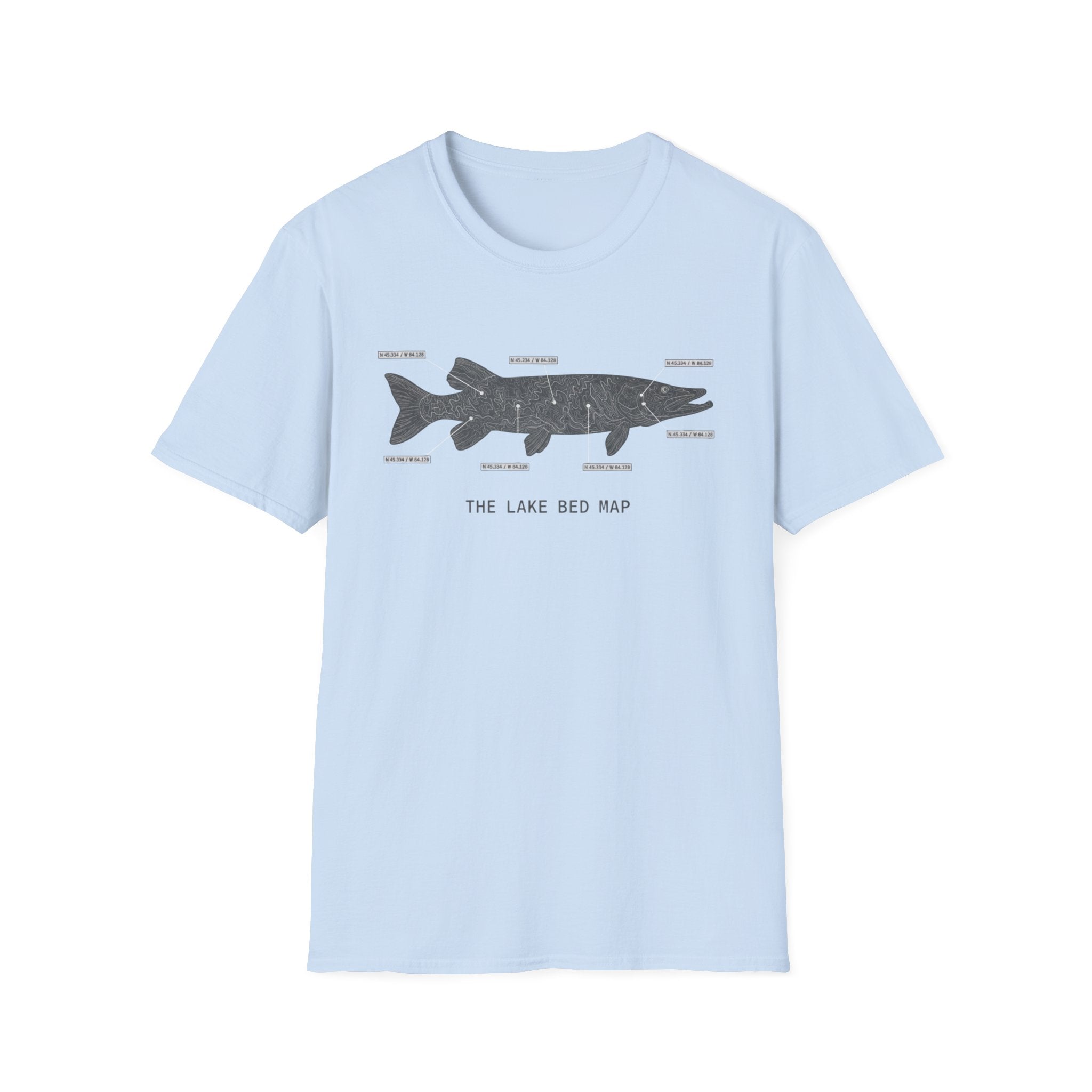 Musky "The Lake Bed Map" Fishing T-Shirt