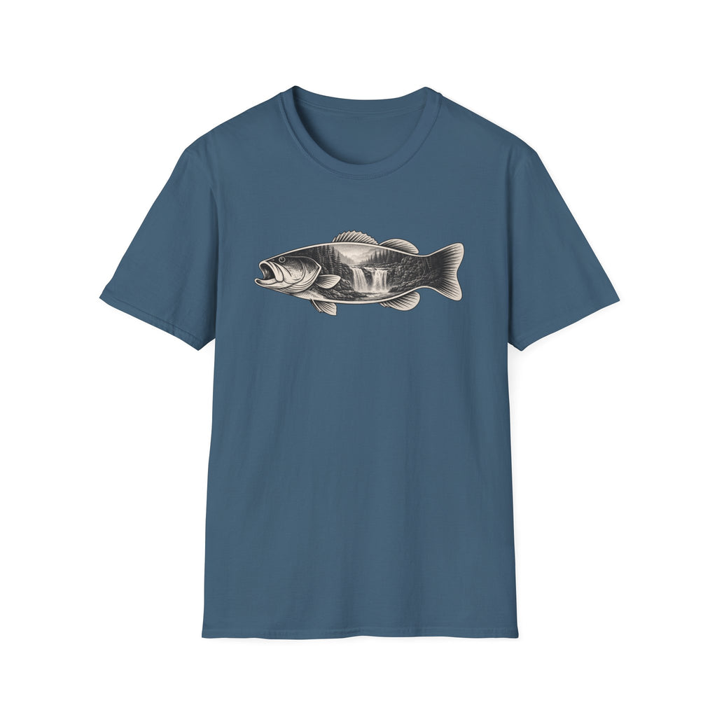 Bass Fish, waterfalls Graphic T-Shirt