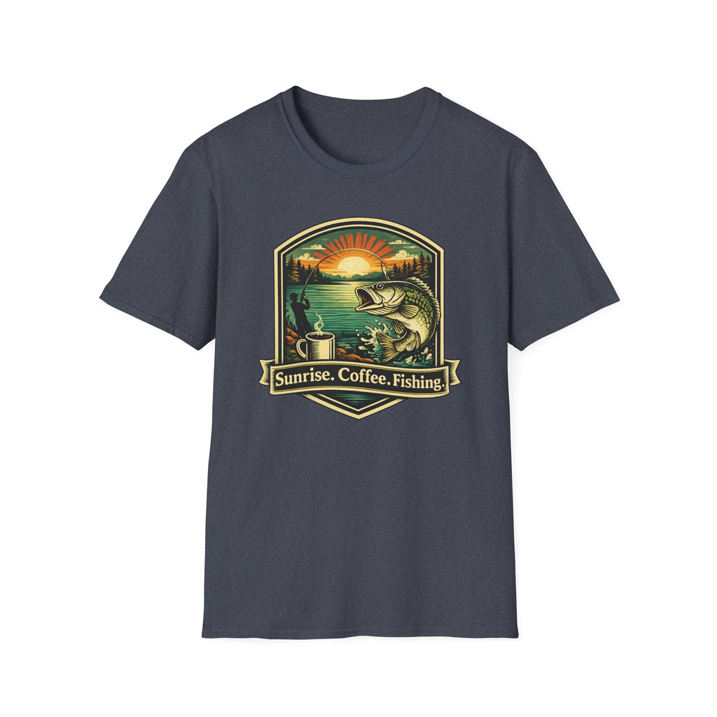Sunrise, Coffee, Fishing, T-Shirt