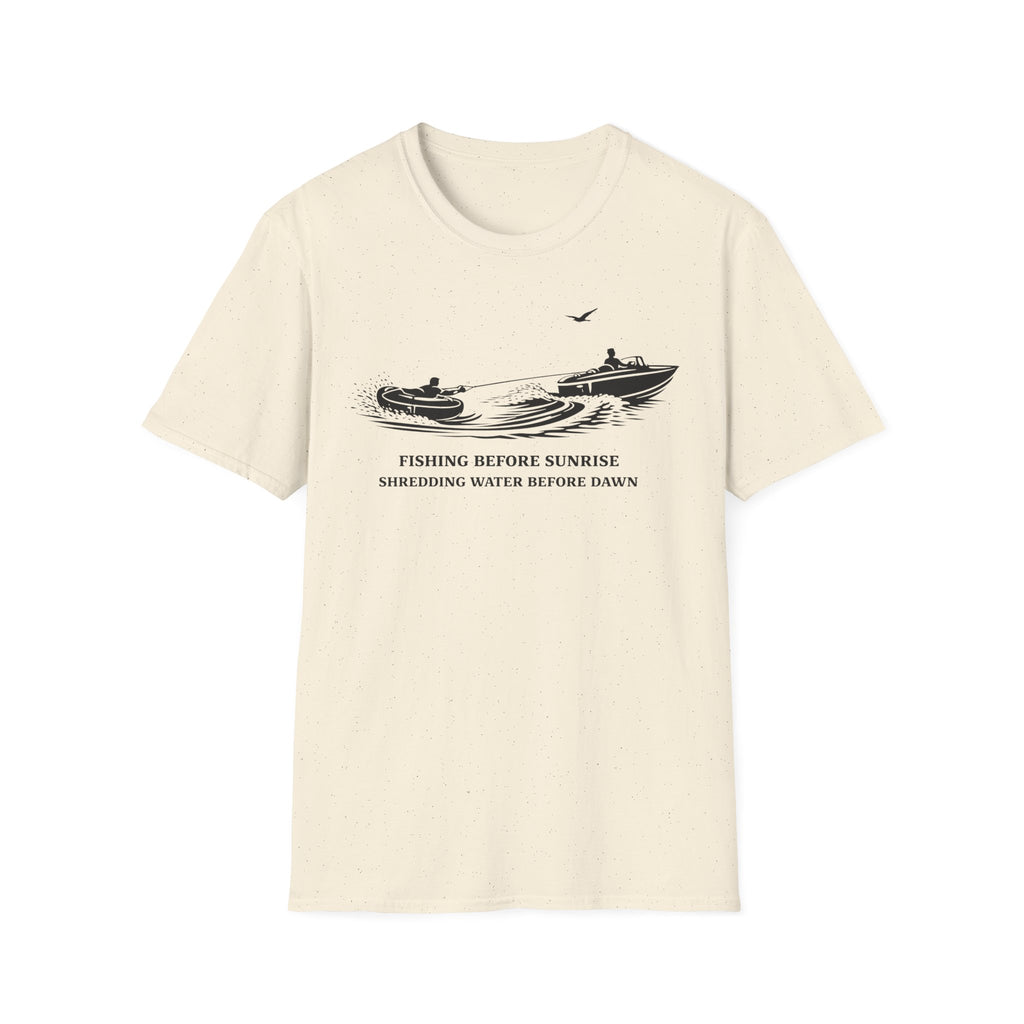 "Fishing Before Sunrise, Shielding Water Before Dawn" T-shirt