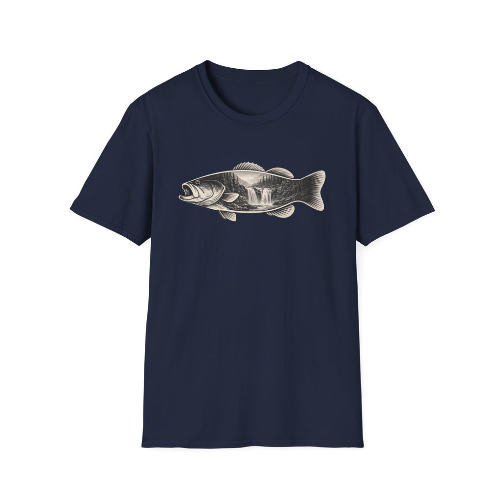 Bass Fish, waterfalls Graphic T-Shirt