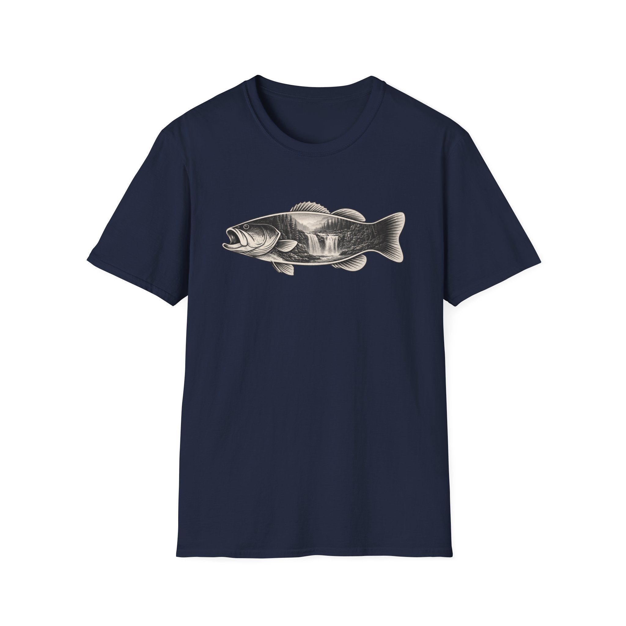 Bass Fish, waterfalls Graphic T-Shirt