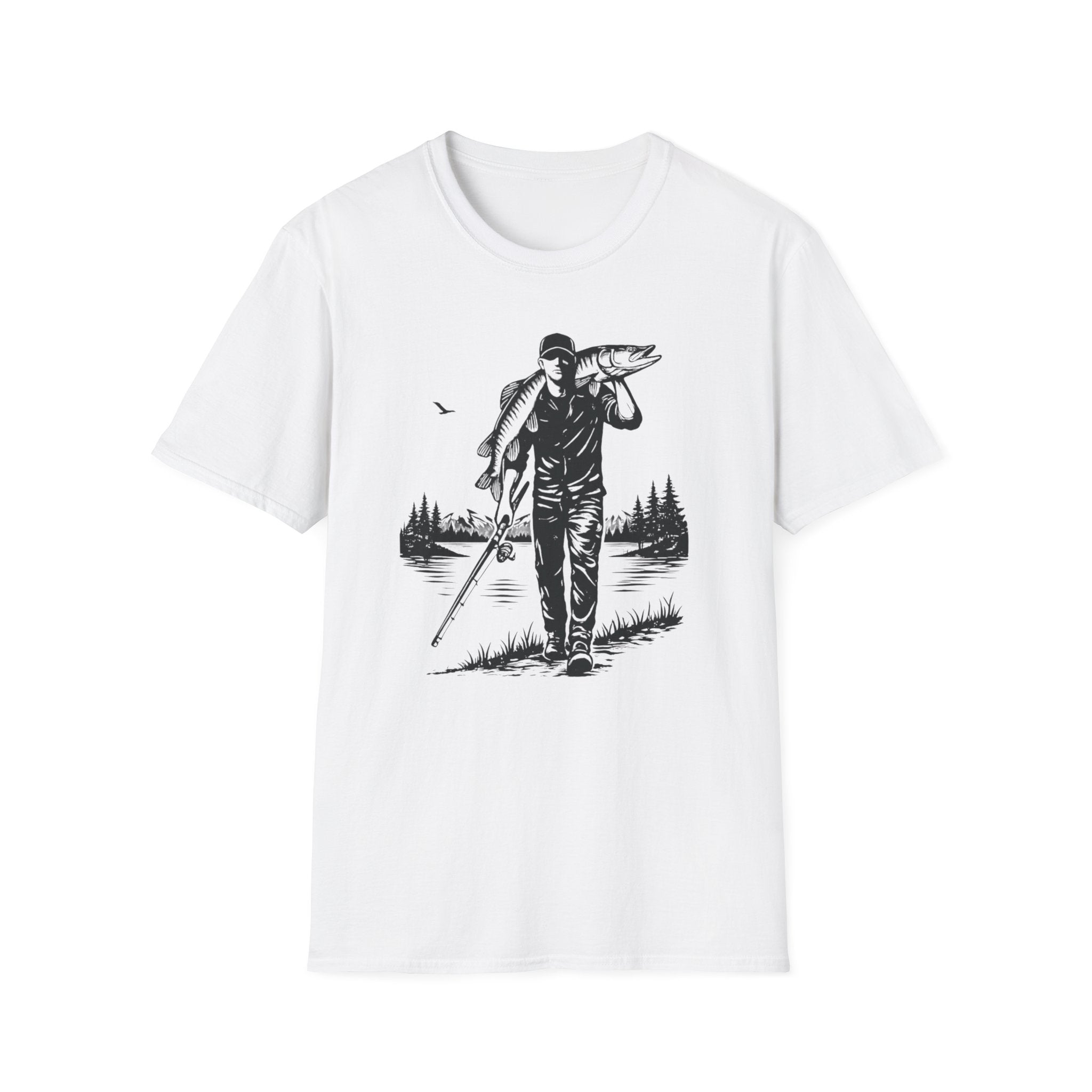 Angler Carrying Big Musky Outdoor Tee T-shirt
