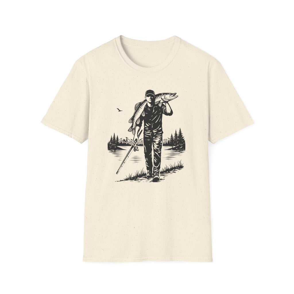 Angler Carrying Big Musky Outdoor Tee T-shirt